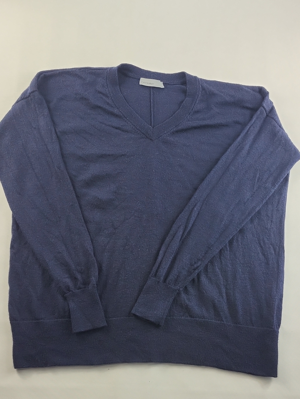 Icebreaker Wool V-Neck Sweater Navy Blue Women's Size Large